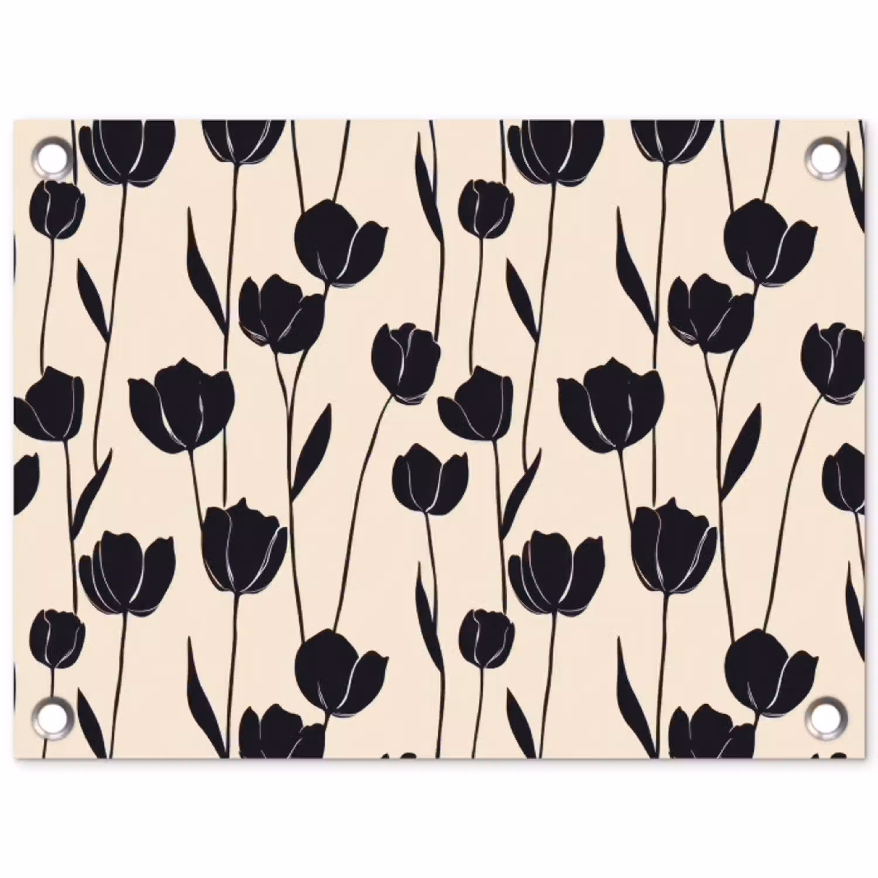 Tulpen - Patroon - Zwart tuinposter los doek klein 239 -3d