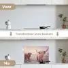 Schotse Hooglanders - Sneeuw - Zon keuken achterwand spatscherm klein -voor_na_NL