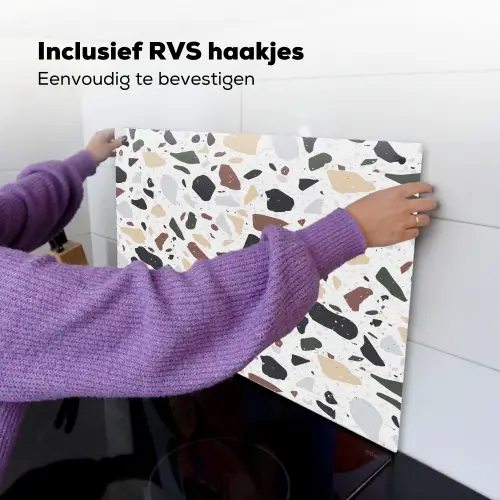 Terrazzo -  Patroon - Kleurrijk - Klei Inductie beschemer met haakjes klein 777 -ky-ophangen-nl