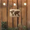 Wereldkaart - Zandkleur - Koffiebonen tuinposter los doek klein -sfeer1