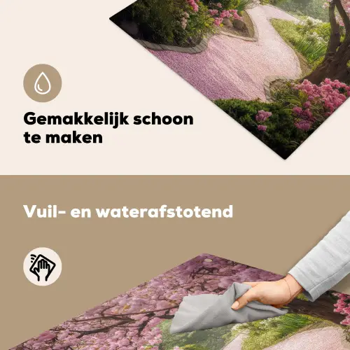 Kersenbloesem - Natuur - Sakura - Pad - Japanse tuin Inductie beschemer met haakjes middel -ky-schoon-nl