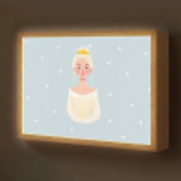 Prinses - Kroon - Blauw - Stippen Light Box met batterij (Wandlamp kind) middel -z3d_website