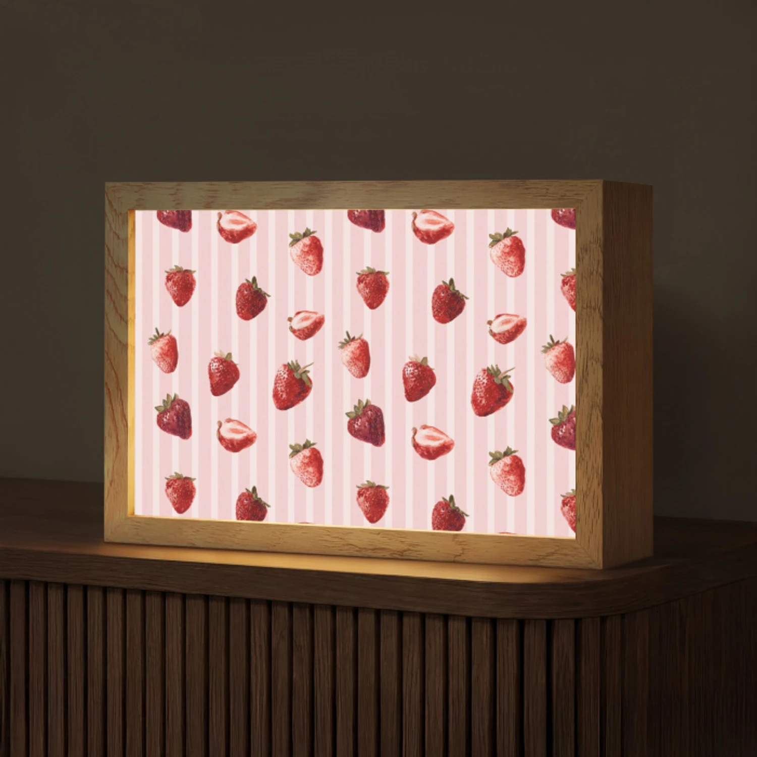 Strepen - Aardbei - Roze Light Box met kabel (Tafellamp) klein 924 -z3d_website