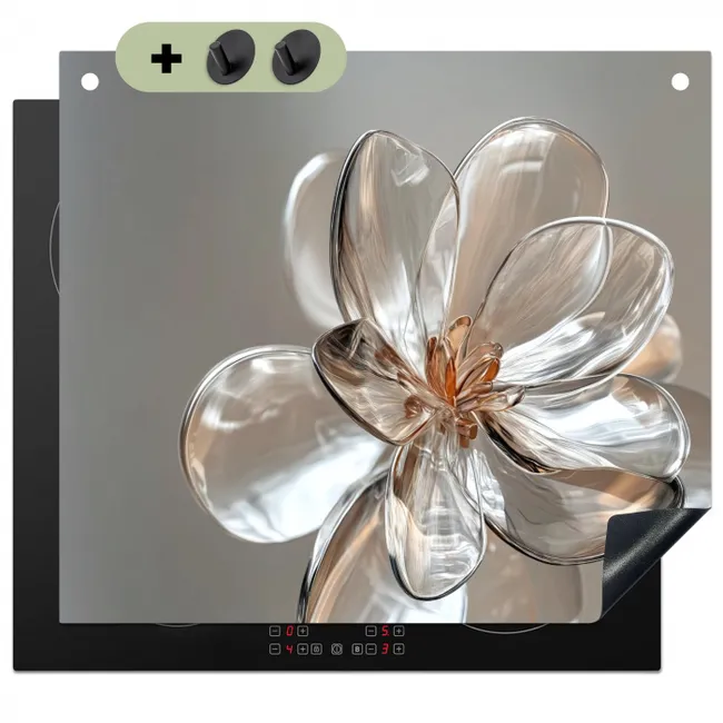 Inductie beschermer en spatscherm (2in1) - Bloem - Glazen - Doorzichtig