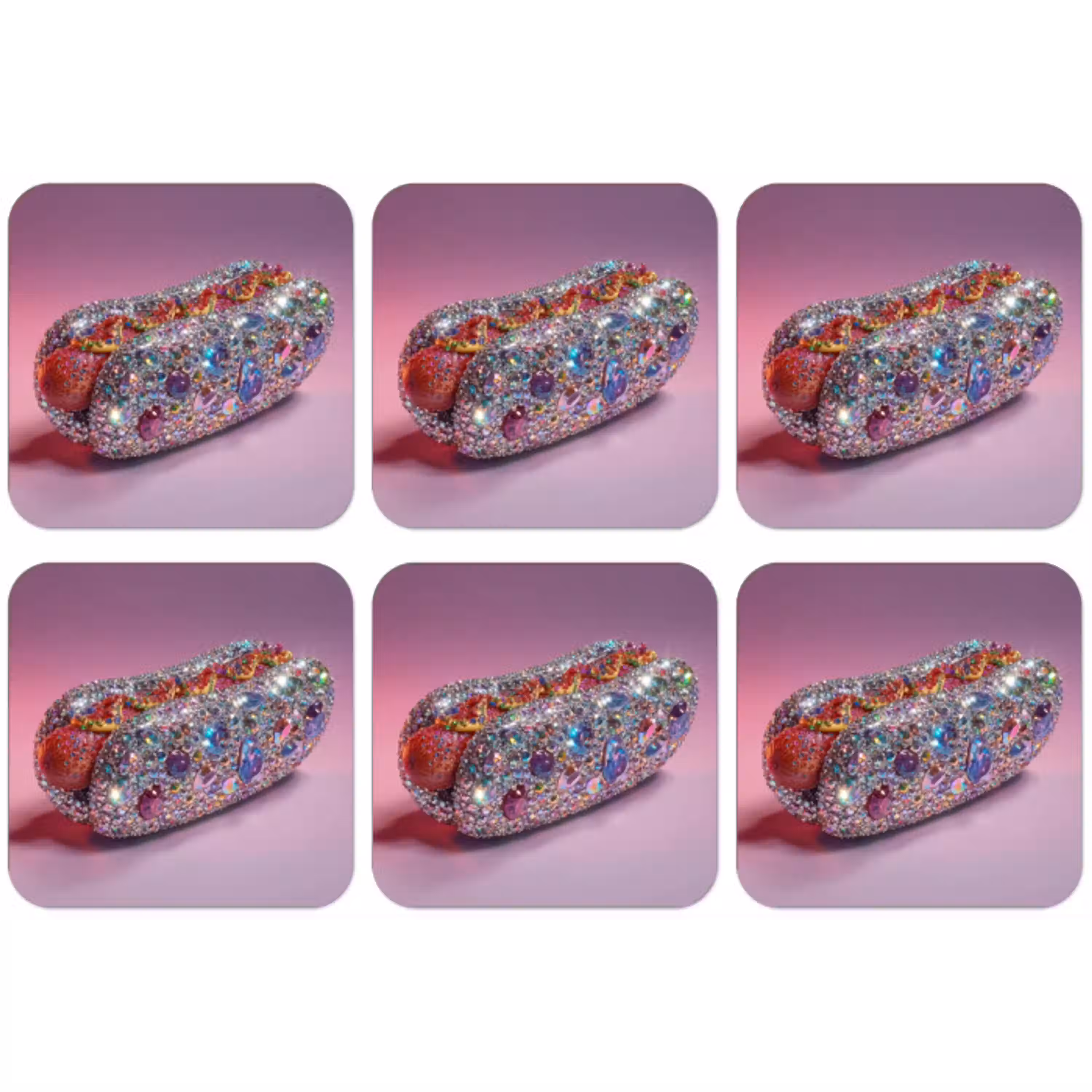 Hotdog - Steentjes - Glitters - Paars onderzetter kurk middel -zkaufland3dotto
