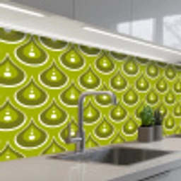 Patronen - Retro - Regen - Druppel - Groen keuken achterwand 2 middel 871 -3d_schuin