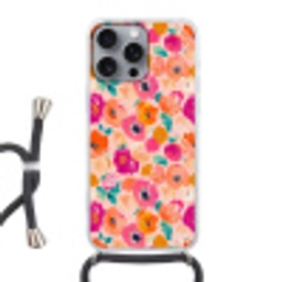Bloesems - Vrolijk - Kleurrijk Hoesje iPhone 16 Pro Max met koord klein 804 -3d