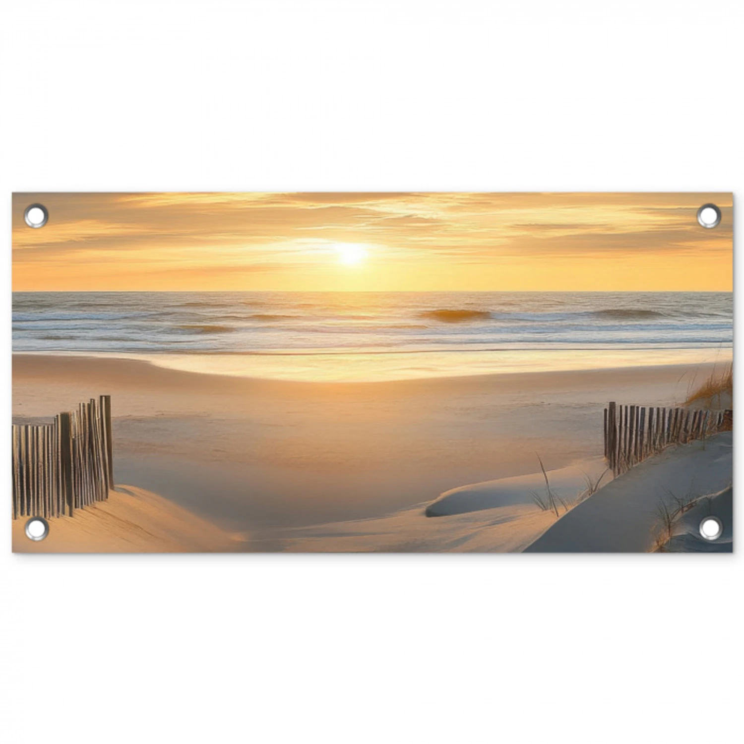 Strand - Duinen - Zonsondergang tuinposter los doek klein -3d