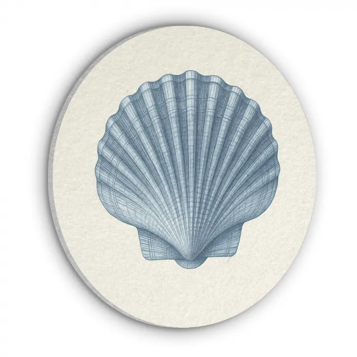 Ribbels - Blauw - Schelp Akoestische PET Vilt - Rond klein -3d