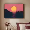 Zon - Geel - Bergen - Water Textielframe zwart klein -sfeer1