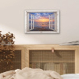Doorkijk - Zee - Strand - Zonsondergang - Blauw aluminium wit klein -sfeer3