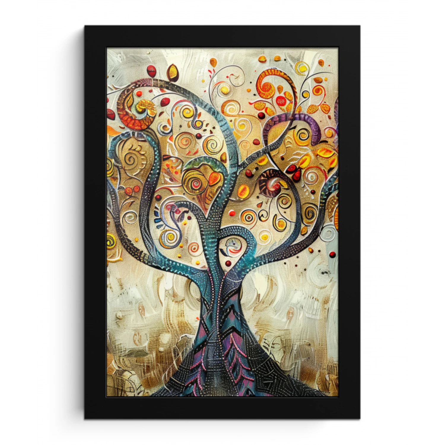 Kunst - Levensboom - Botanisch - Abstract fotolijst zwart zonder passe partout klein -3d