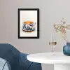 Theekop - Bladeren - Blauw fotolijst zwart zonder passe partout klein -sfeer4