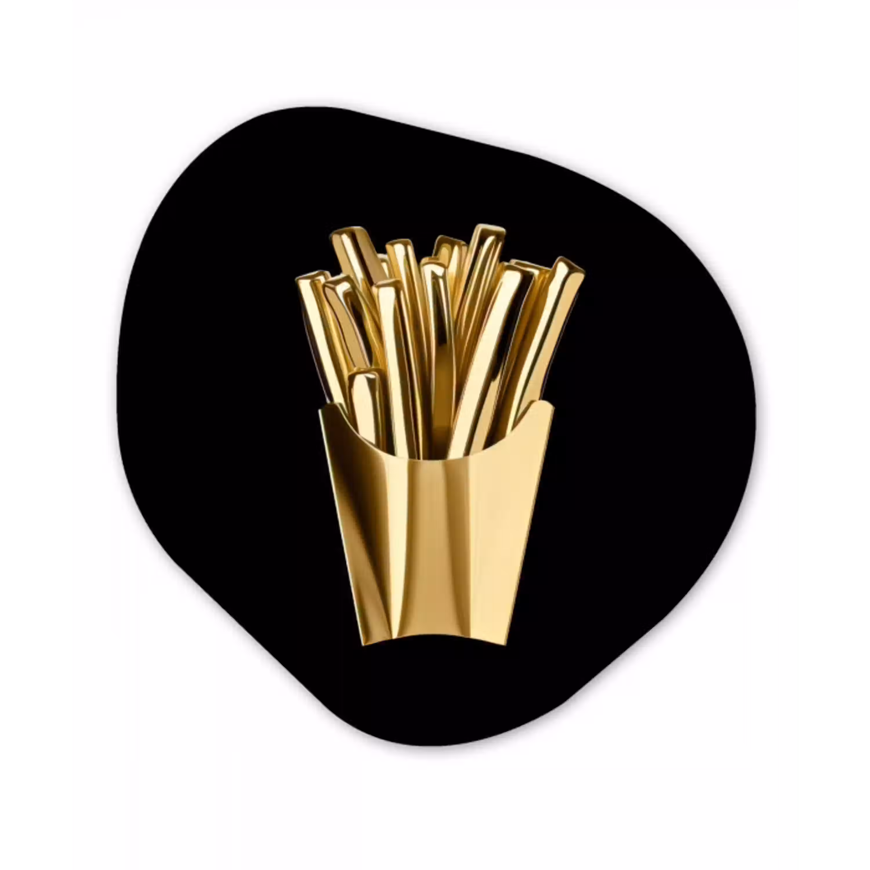 Friet - Goud - Chrome - Eten Wandcirkel Organisch Forex 3mm klein -3d