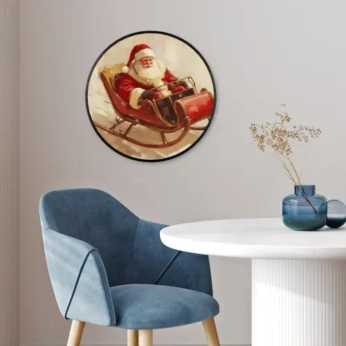 Kerst - Slee - Kerstman Fotolijst rond zonder passe partout klein -sfeer2