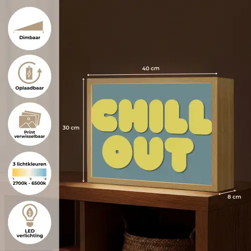 Chill out - Geel - Blauw Light Box met batterij (Wandlamp) middel -USP_websiteoverzichtNL