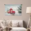 Auto - Rood - Cadeaus - Winter - Sneeuw - Kerst Wandkleed katoen middel -sfeer4