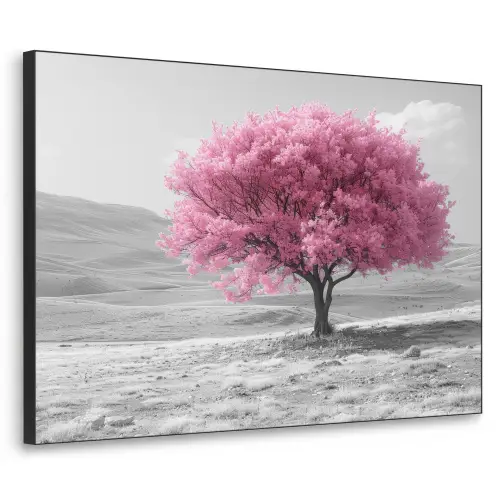 Boom - Natuur - Roze - Zwart wit Textielframe - compleet frame klein -3d