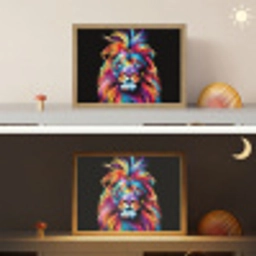 Leeuwen - Kleurrijk - Zwart - Dieren Light Box met batterij (Wandlamp kind) middel -sfeer3_kind