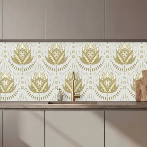 Bloemen - Goud - Patronen keuken achterwand 2 middel 871 zz_3dshopping