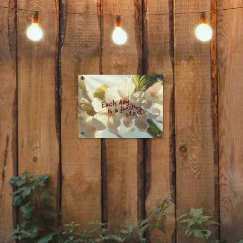 Bloesems - Zonlicht - Quote - Wit tuinposter los doek klein -sfeer1