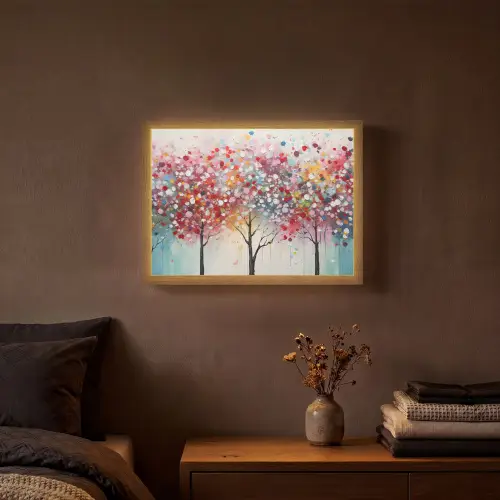 Kunst - Bomen - Natuur - Acryl Light Box met batterij (Wandlamp) middel -sfeer4