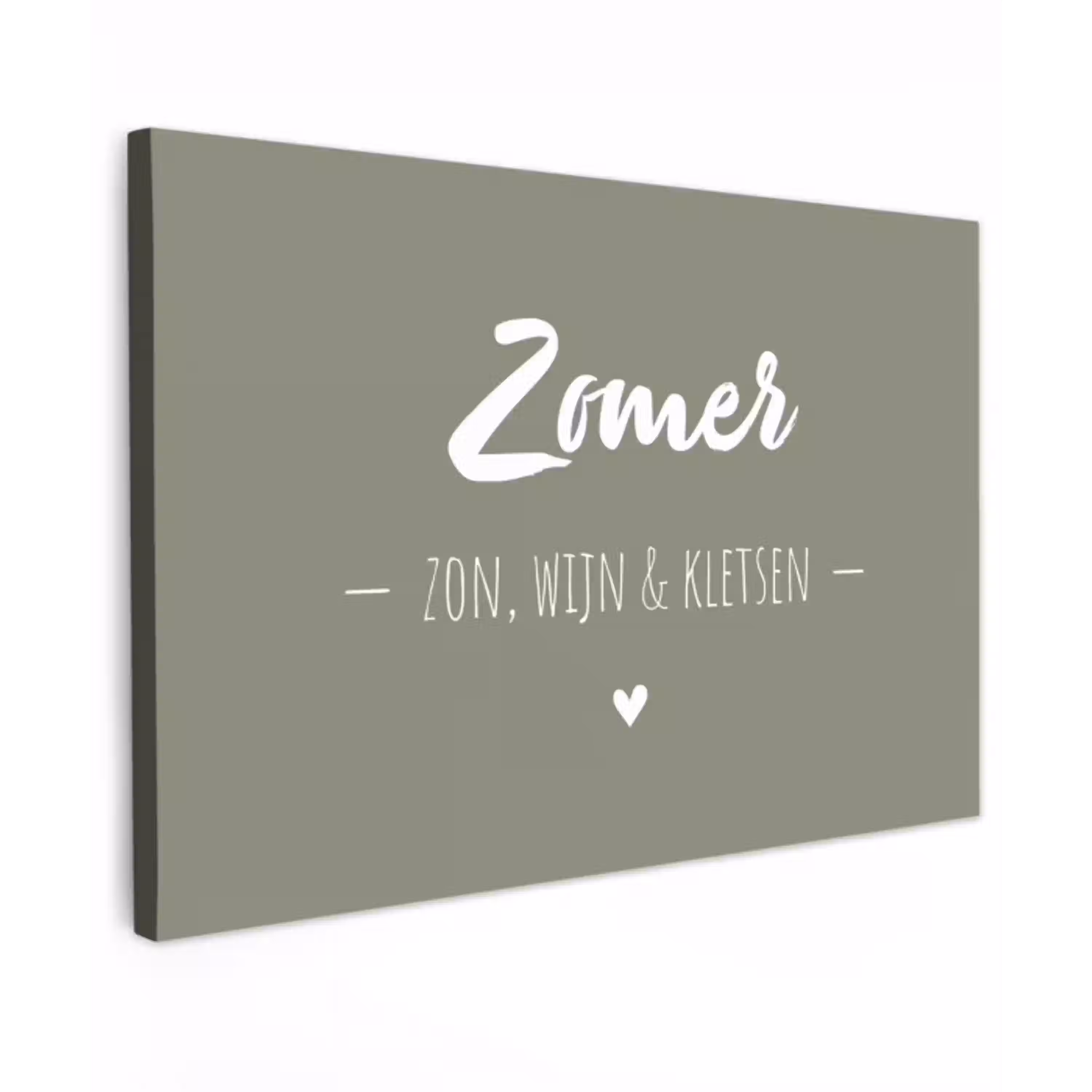 Quotes - Zomer, zon, wijn & kletsen - Tekst - Zomer Tuinposter op houten frame 2 cm dik klein -3d