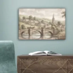 Dorp - Brug - Uitzicht - Groen canvas 2cm klein -sfeer4