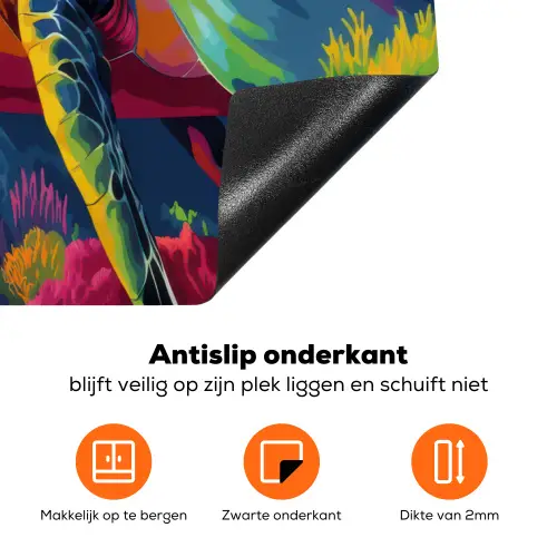 Koraal - Schildpad - Abstract - Water Inductie beschermer vinyl 3mm klein -zzzzzzz-td-onderkant