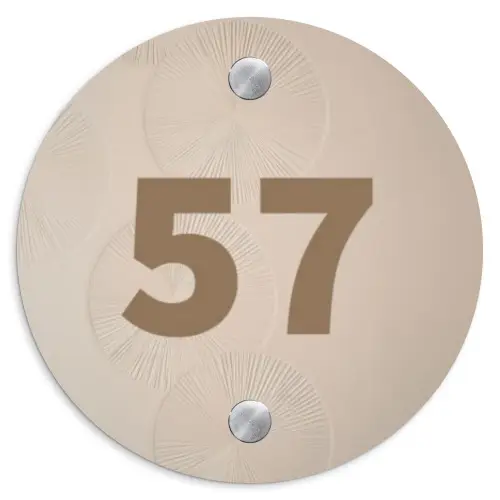 Beige reliëf lijnen - Traditioneel Naambord Rond klein -3d
