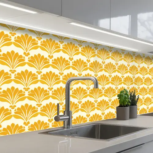 Patroon - Motief - Geel keuken achterwand 2 middel 871 -3d_schuin