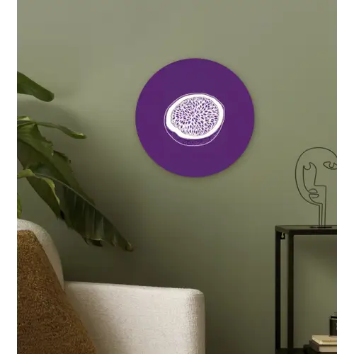 Passievrucht - Zaadjes - Paars - Minimalistisch Wandcirkel plexiglas klein -sfeer3