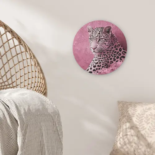 Panter - Luxe - Roze Akoestische PET Vilt - Rond klein -sfeer4
