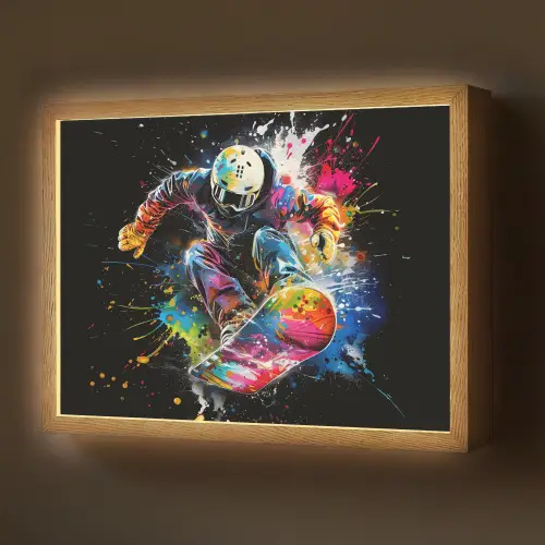 Graffiti - Sport - Snowboarden - Wintersport Light Box met batterij (Wandlamp) middel -z3d_website