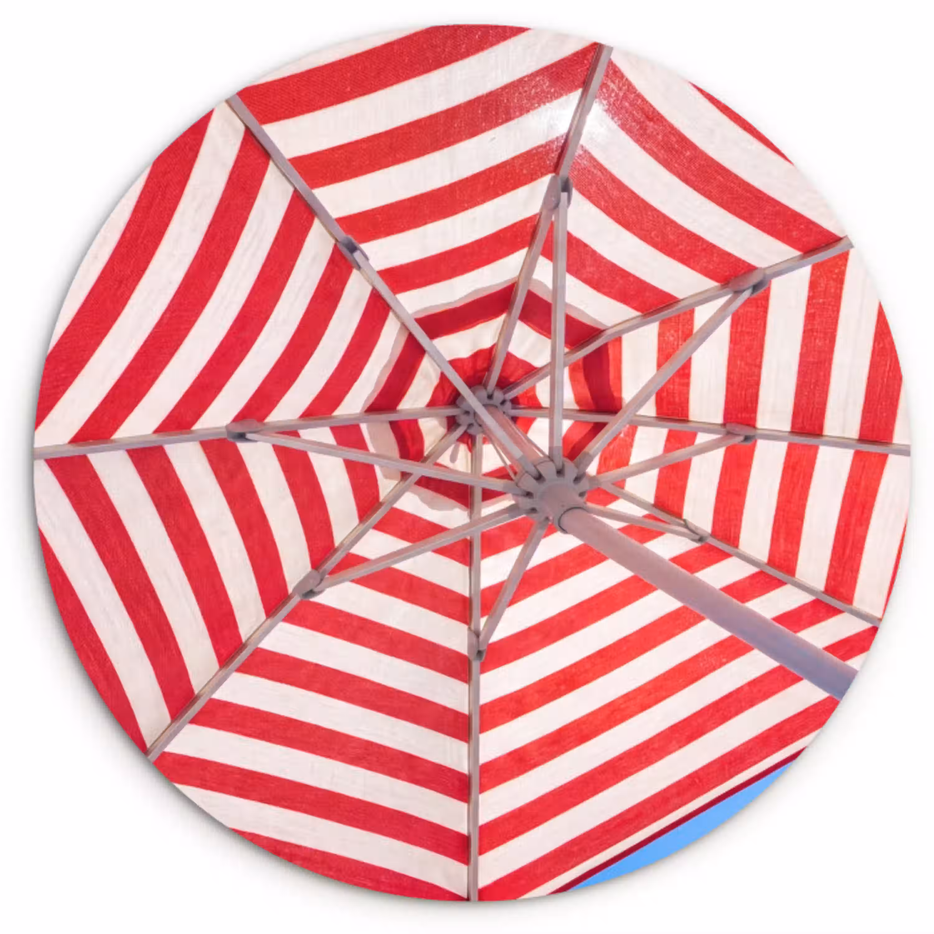 Parasol - Strepen - Zomer - Rood - Blauw Wandcirkel kunststof plaat 5mm dik klein -3d