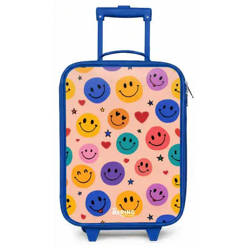 Vrolijk Smiley-patroon Kinderkoffer - Blauw klein -zz3dotto