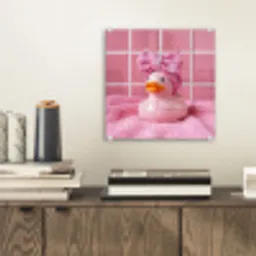 Badeend -Strik - Roze plexiglas 5mm klein -sfeer1