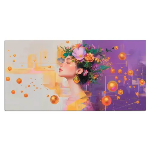 Abstract - Vrouw - Bloemenkroon - Goud Muismat XXL klein -3d_leeg