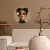 Vrouw - Beige - Bloem - Modern - Portret Wandcirkel behangsticker klein -sfeer1