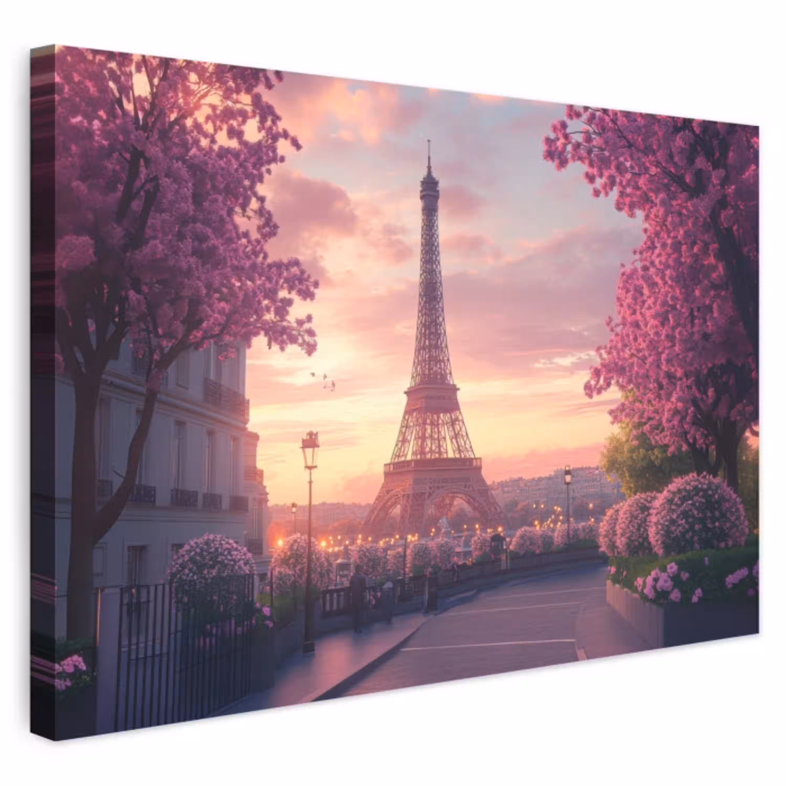 Eiffeltoren - Parijs - Roze Tuinposter op houten frame 2 cm dik klein -3d
