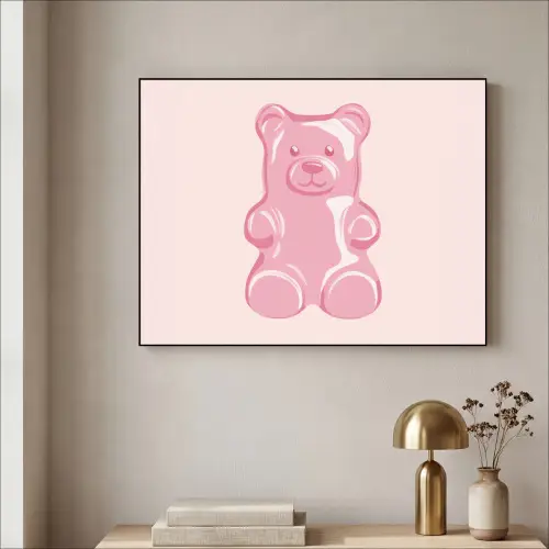 Beer - Roze - Snoep Textielframe - compleet frame klein -sfeer2