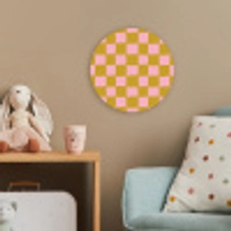 Patroon - Vierkant - Roze Wandcirkel kunststof plaat 5mm dik klein 188 -tsfeer1_kind