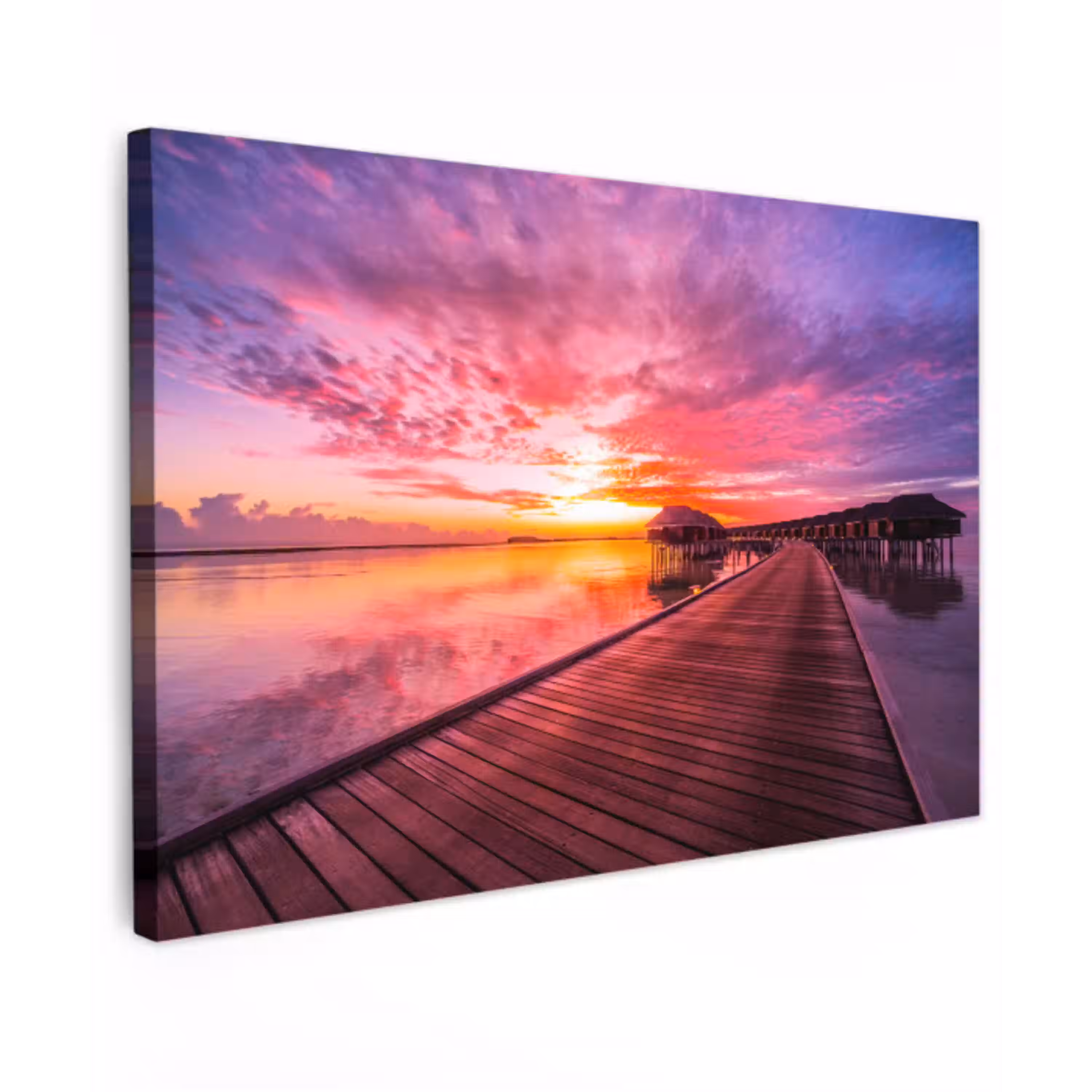 Steiger - Water - Zon - Roze - Horizon Tuinposter op houten frame 2 cm dik klein -3d