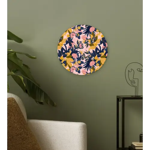 Zomer - Vlinder - Roze - Geel Wandcirkel plexiglas klein 852 -sfeer3