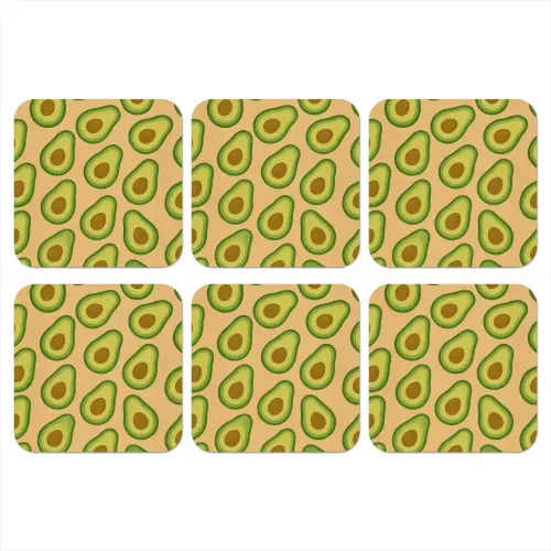 Avocado - Patroon - Groen - Pit onderzetter kurk middel -3d
