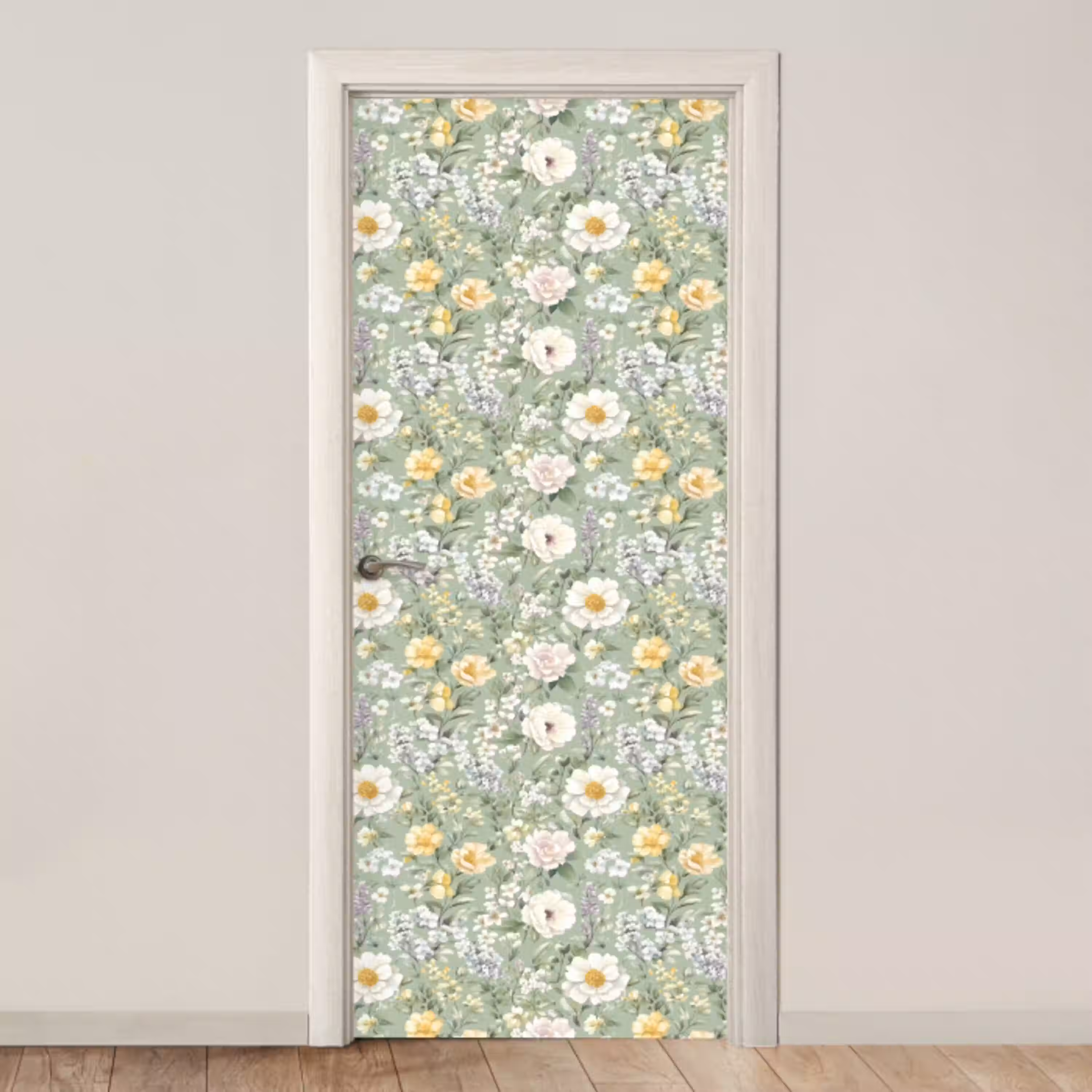 Klassiek - Bloemenpatroon - Kleurrijk deurposter klein 289 -3d_beige