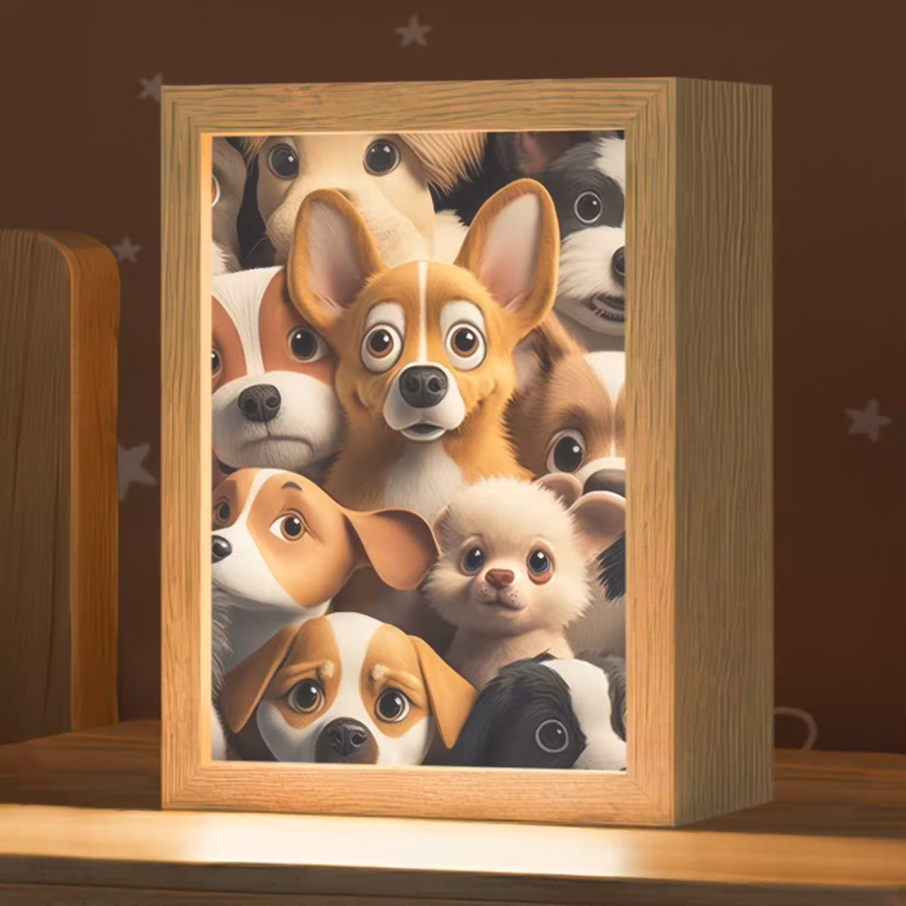 Honden - Dieren - Bruin - Zwart - Patronen - Kind Light Box met kabel klein -zzz_3d_website