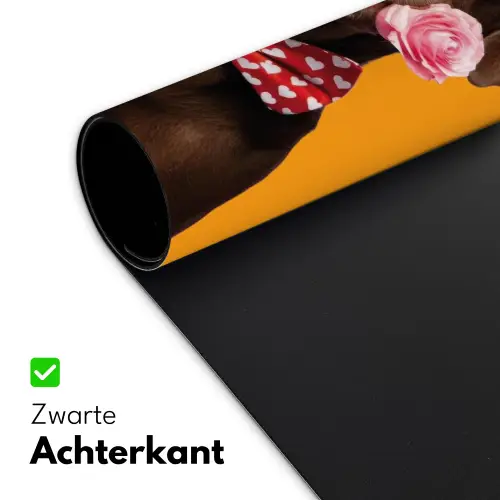 Hond - Oranje - Roos - Valentijn Muismat XXL klein -sfeer2