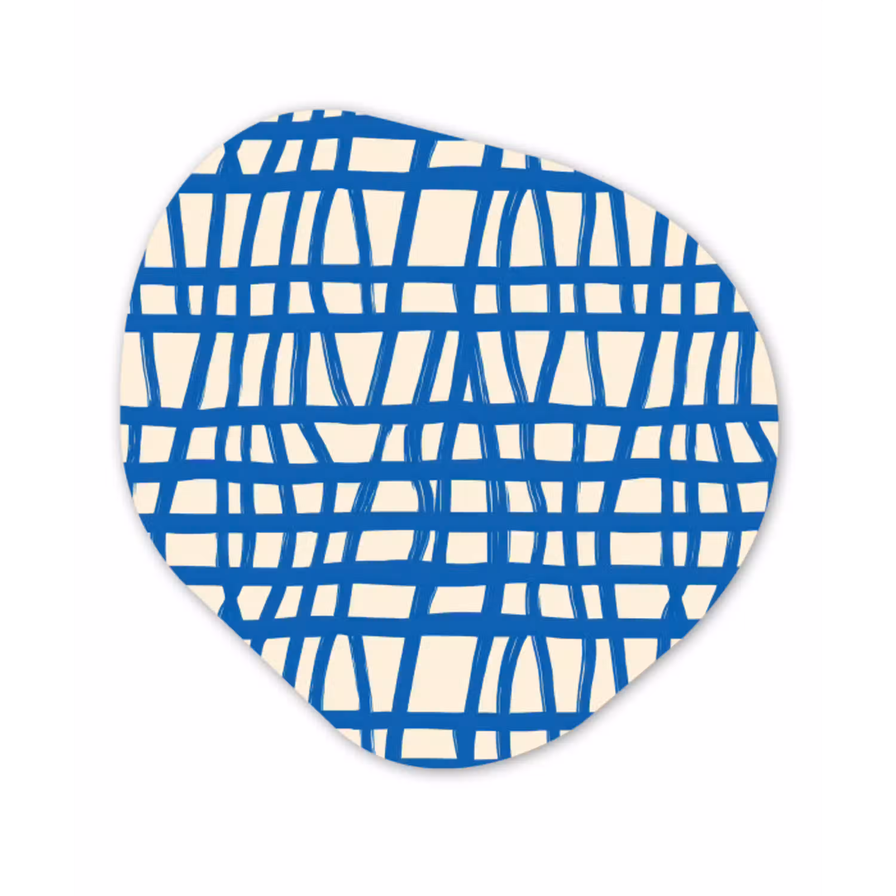 Ruitpatroon - Blauw - Crème Wandcirkel Organisch Forex 3mm klein 629 -3d
