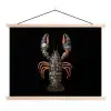 Kreeft - Zwart - Bloemenpatroon - Artistiek textielposter latten blank klein -3d